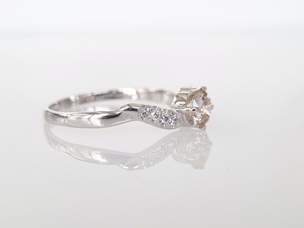 订婚戒指 - 14K包金 白金 -  0.57ct. tw. 钻石  (天然) #2.2