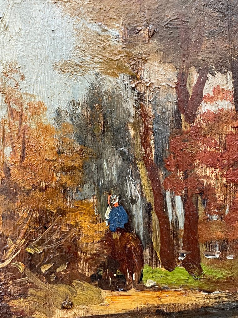 Hollandse school (XIX) - Man met paard in het bos #3.1