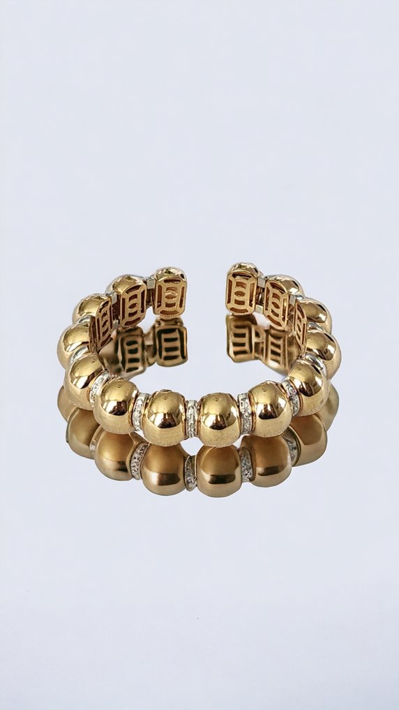 Bracelet - 18 carats Or jaune, Magnifique bracelet vintage en or 18 carats et diamants 67 grammes Diamant  (Naturelle) #1.1