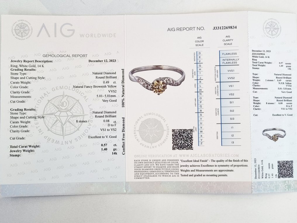 Forlovelsesring - 14 karat Hvidguld -  0.57ct. tw. Diamant  (Natur) #3.2