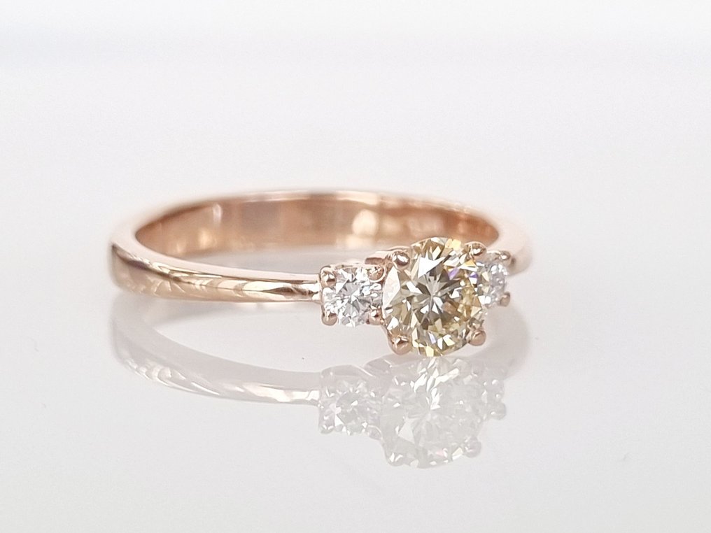 Inel de logodnă - 14 ct. Aur roz -  0.58ct. tw. Diamant  (Natural) #2.1