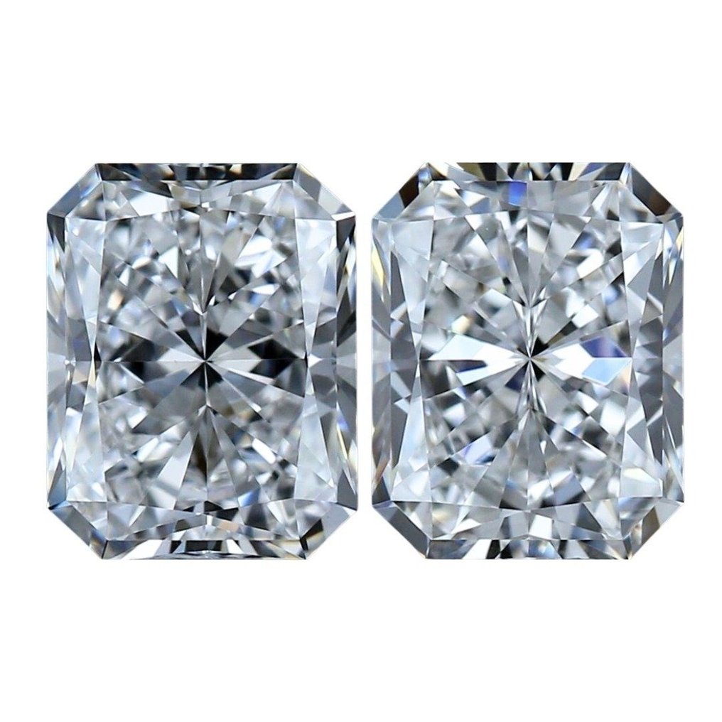 2 pcs 鑽石  (天然)  - 1.86 ct - 雷地恩型 - E(近乎完全無色) - VVS1, VVS2 - 美國寶石學院（Gemological Institute of America (GIA)） #1.1