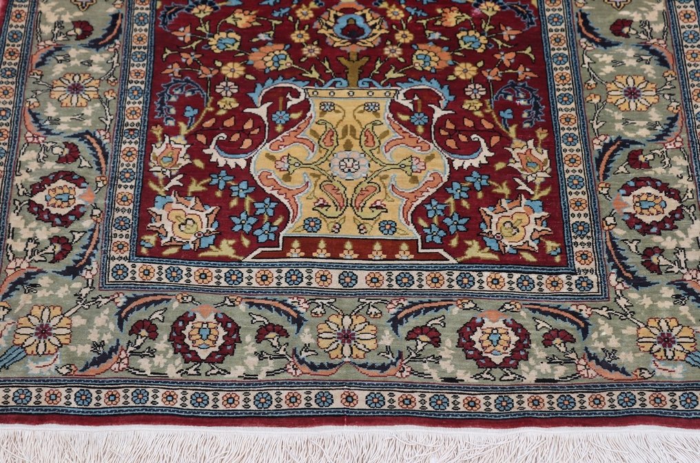 Silk Hereke Signed Carpet with Mehrab Design - 纯粹的奢华〜1 Mio。节/平方米 - 地毯 - 88 cm - 63 cm #3.1