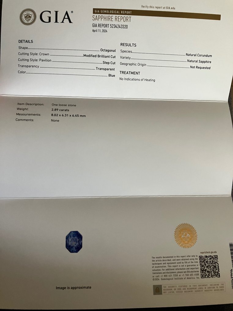 1 pcs  Bleu Saphir  - 2.89 ct #3.2