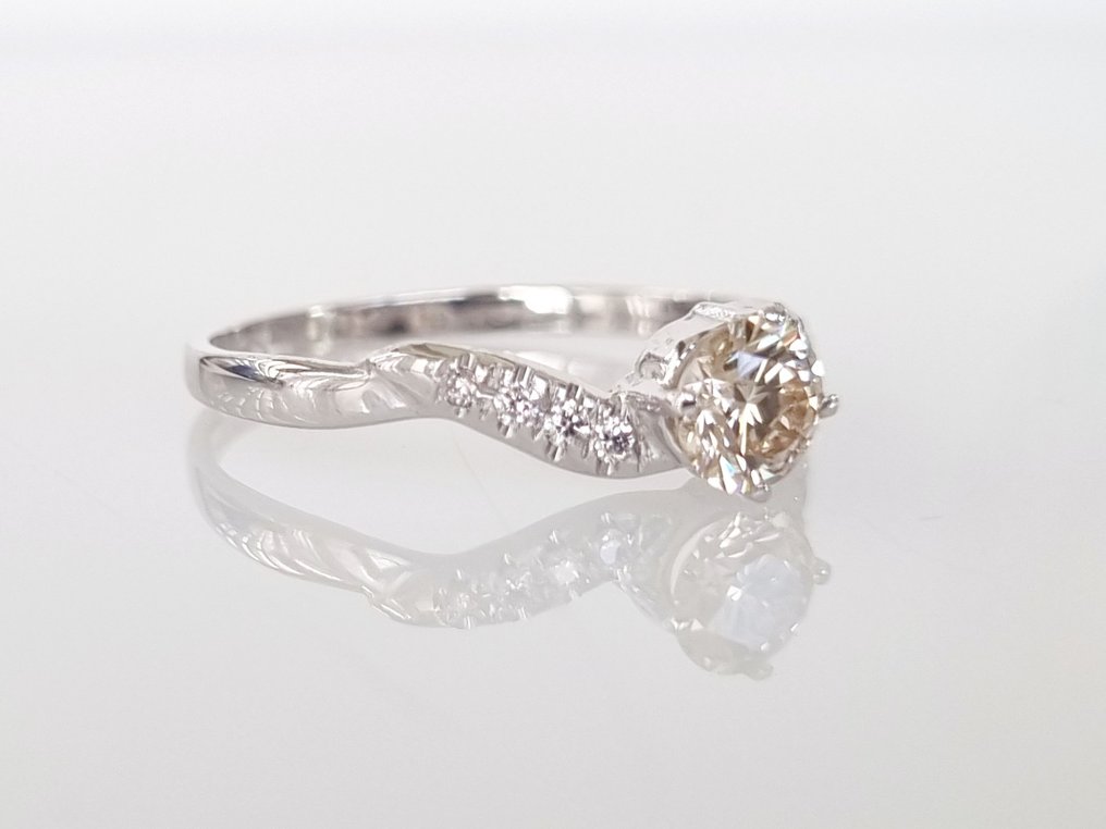 Anel de noivado - 14 K Ouro branco -  0.57ct. tw. Diamante  (Natural) #2.1