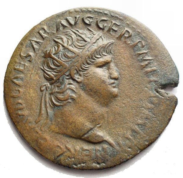 羅馬帝國. Nero (AD 54-68). Dupondius R/Roma seated left #1.1