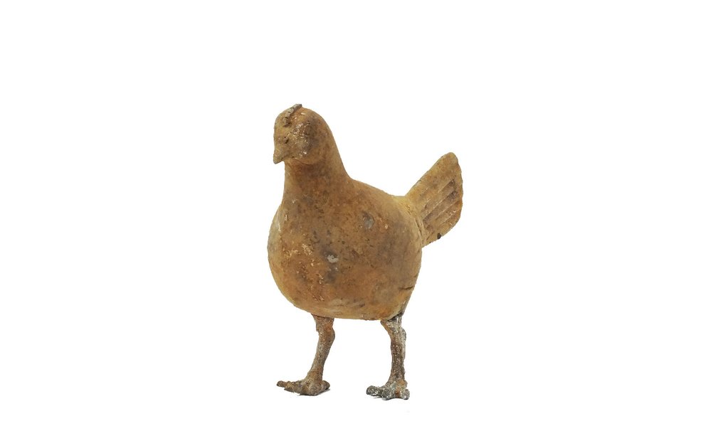 Brązowy, Terakota Wspaniały zestaw 3 malowanych ceramicznych kurczaków, dynastia Han - 11 cm #3.1