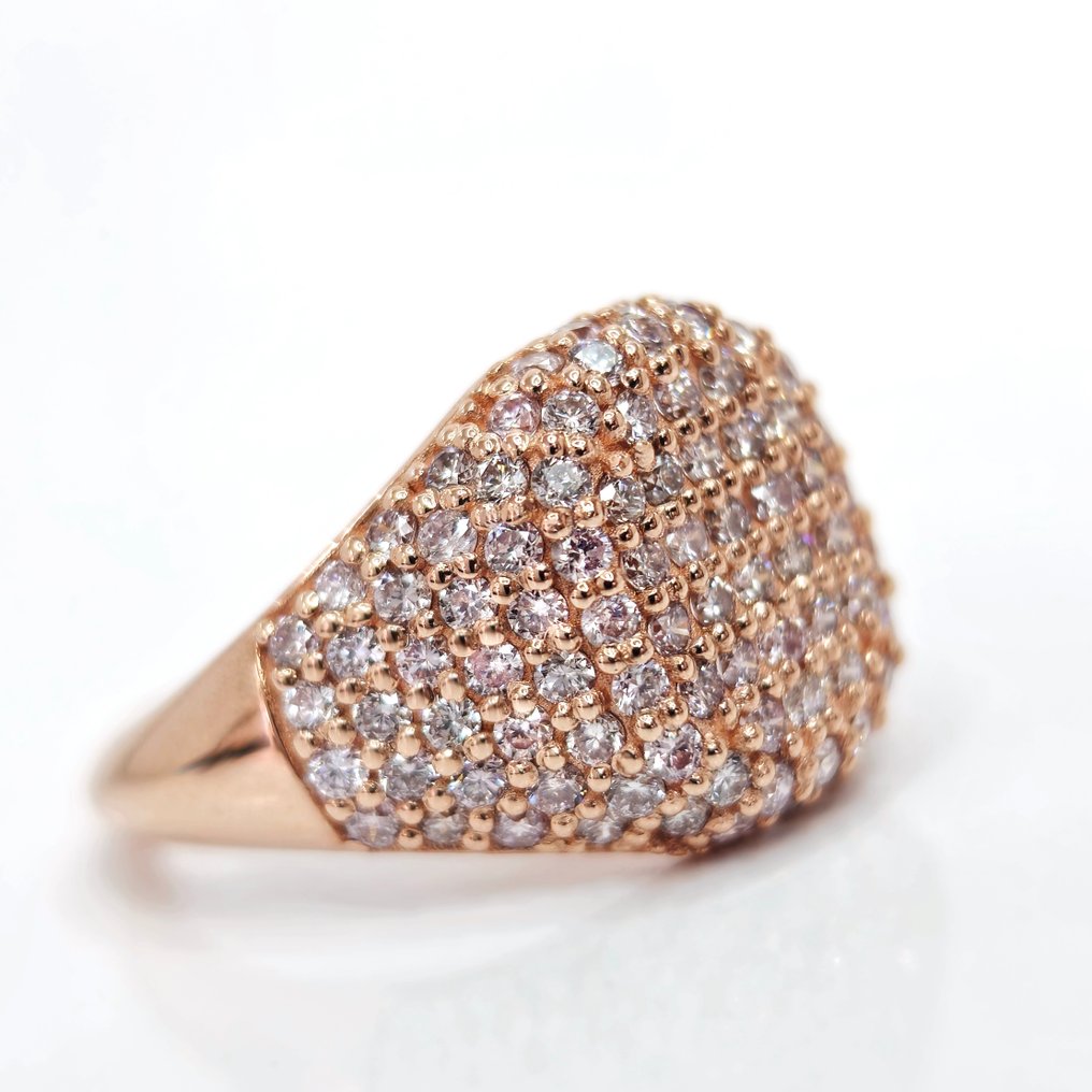 1.40 ct Fancy Pink Diamond Designer Ring - 3.95 gr - Ring - 14 karaat Roségoud Diamant  (Natuurlijk) #2.1
