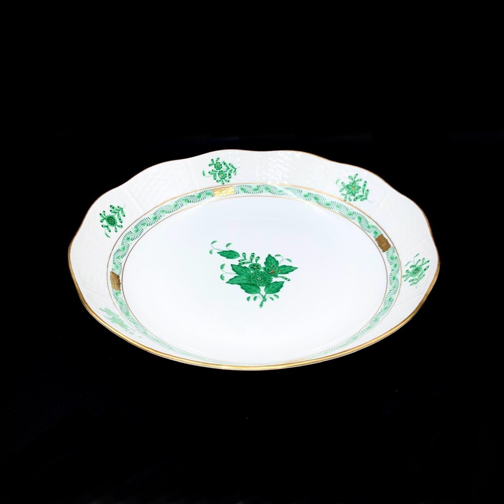 Herend - Large Round Serving Bowl (24,5 cm) - "Chinese Apponyi Green" - Tál - Kézzel festett porcelán #1.2
