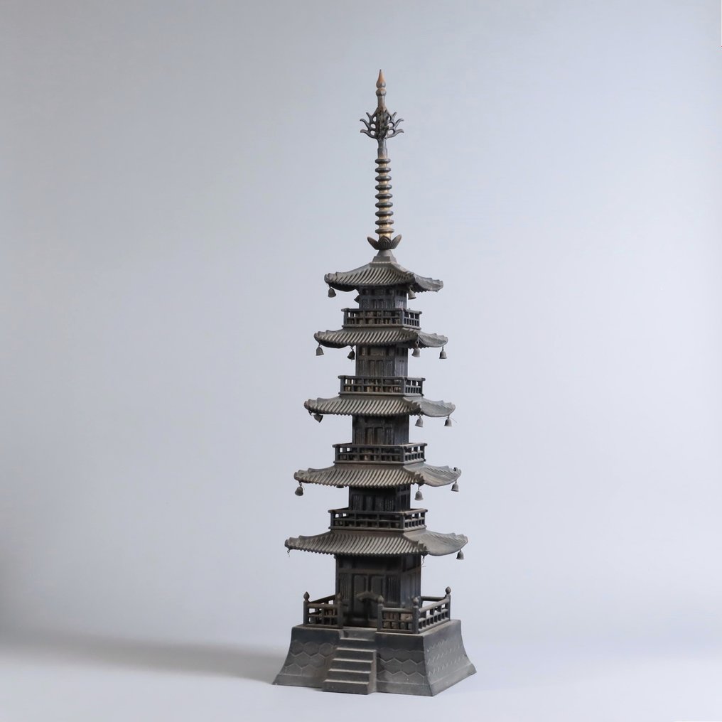 Statue of Horyuji Temple's Five-Storied Pagoda 五重塔 - Statue Métal - Japon #1.1