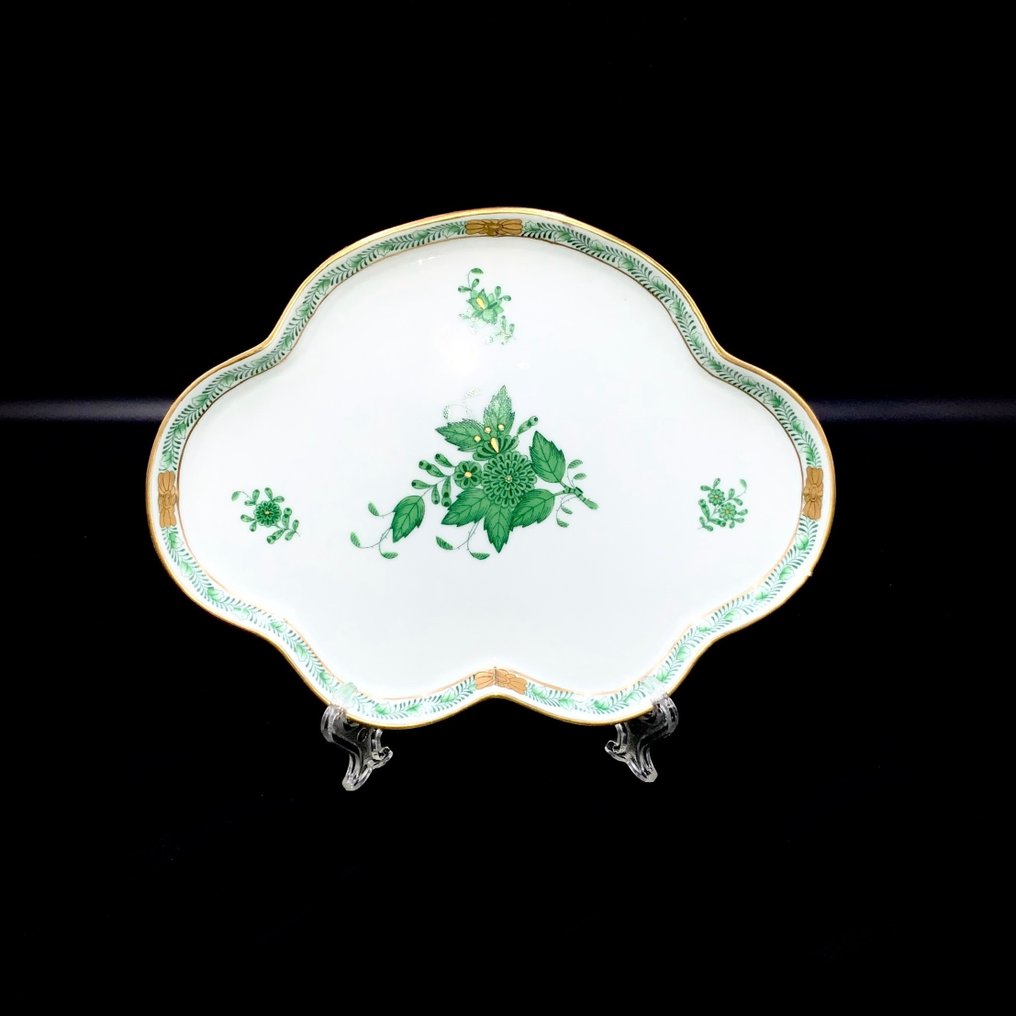 Herend - Jewell Tray/Serving Platter (22 cm) - "Chinese Apponyi Green" - Fuente - Porcelana pintada a mano. #1.2