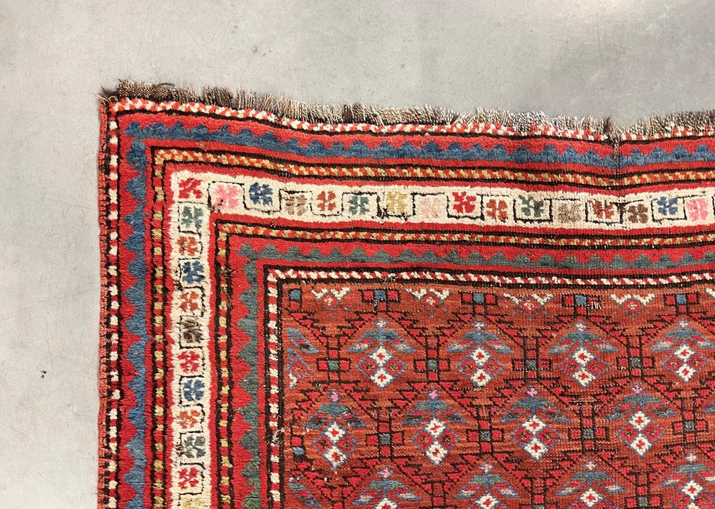 Kaukasisk tæppe beklædt med. stiliseret vegetabilsk gitter - Tæppe - 220 cm - 125 cm #2.2