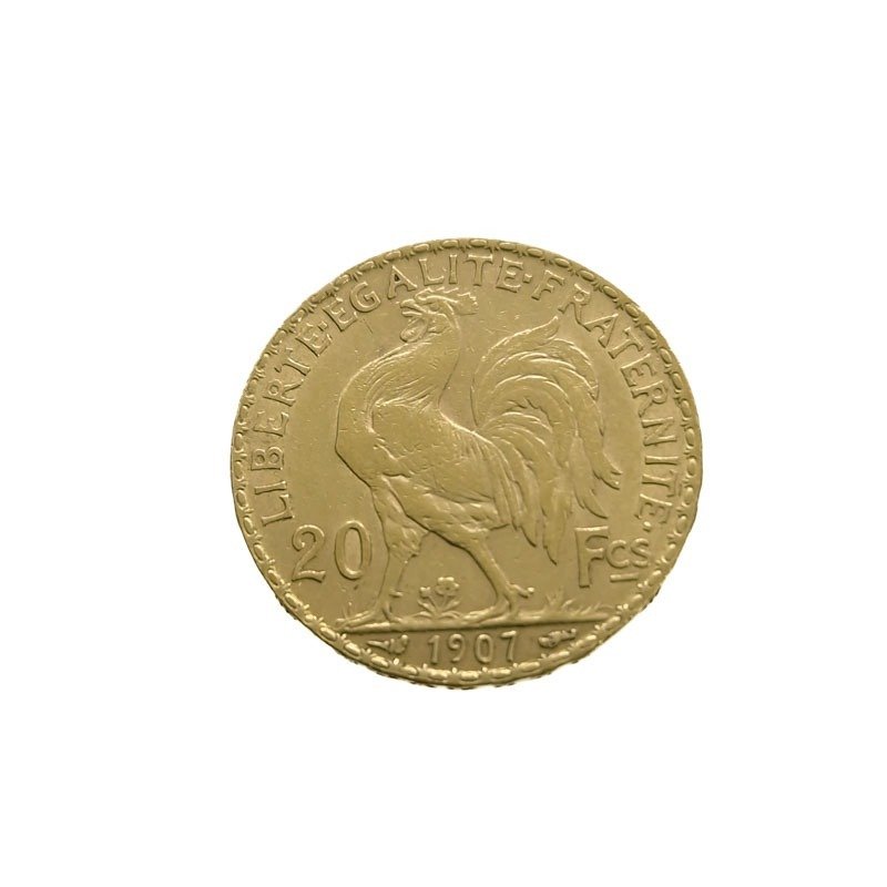 Franța. Third Republic (1870-1940). 20 Francs 1907 Marianne #1.1