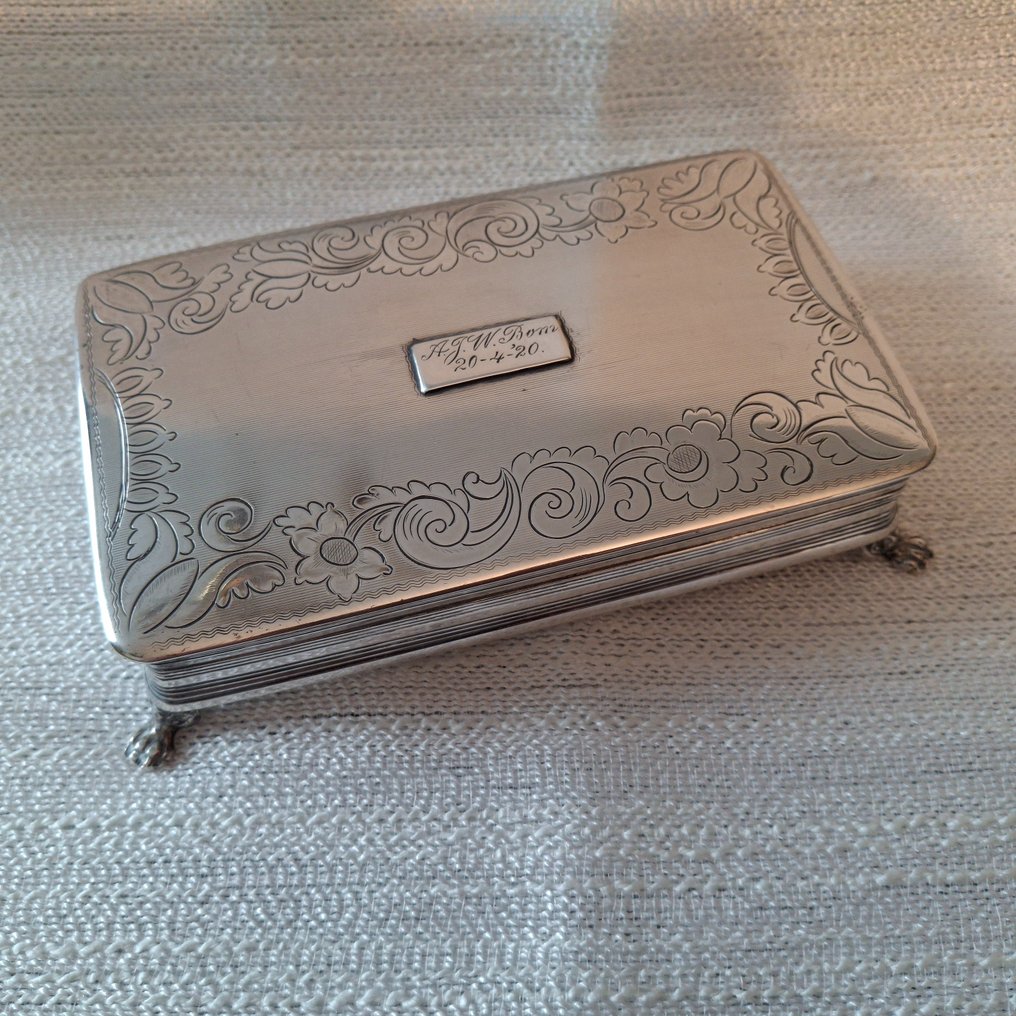 Nederlandse Keur - Pudełko na łyżki - Antyczne, nieskazitelne holenderskie srebrne pudełko na łyżki, wykonane w 1846 roku, ze stojącymi - Srebro pr. 833 #1.2