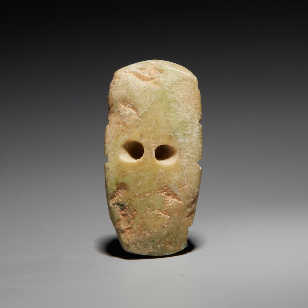 Mixteca,墨西哥 Jade 人形吊坠。公元800年至1200年。高3.1厘米。西班牙进口许可证。曾展出于New Trier博物馆。 #2.1