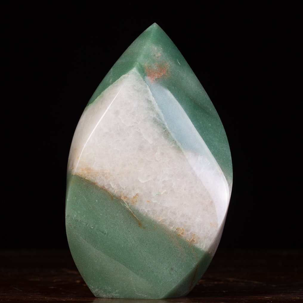 Flamme sculptée en aventurine verte avec Quartz - Hauteur : 182 mm - Largeur : 115 mm- 1965 g #1.2