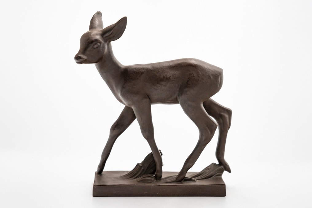 Meissen - Szobor, Deer - Böttger stoneware - 13.5 cm - Porcelán #1.1