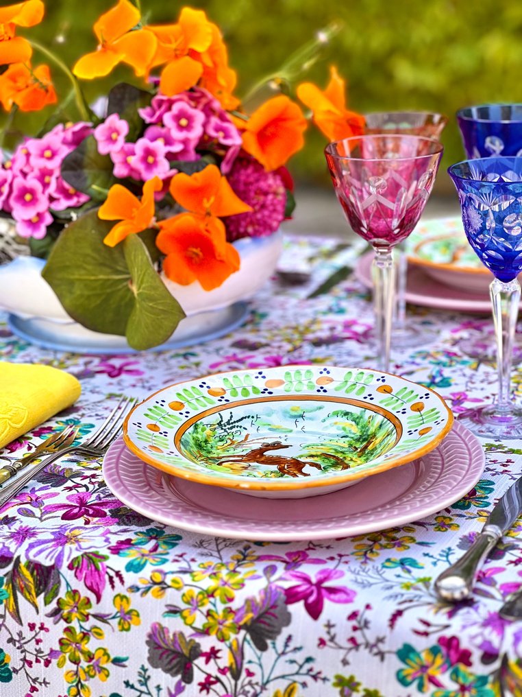 桌布带有狂野的彩色花朵印花，宽桌子。 - 桌布  - 270 cm - 180 cm #1.1