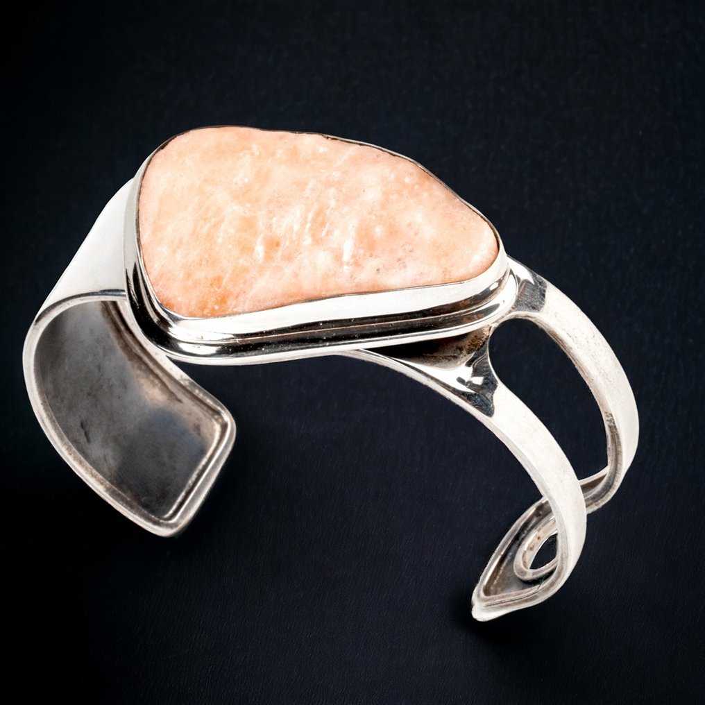 奇妙的芒加诺方解石手镯 - 意大利银珠宝 - 高度: 71 mm - 宽度: 62 mm- 48 g #1.0