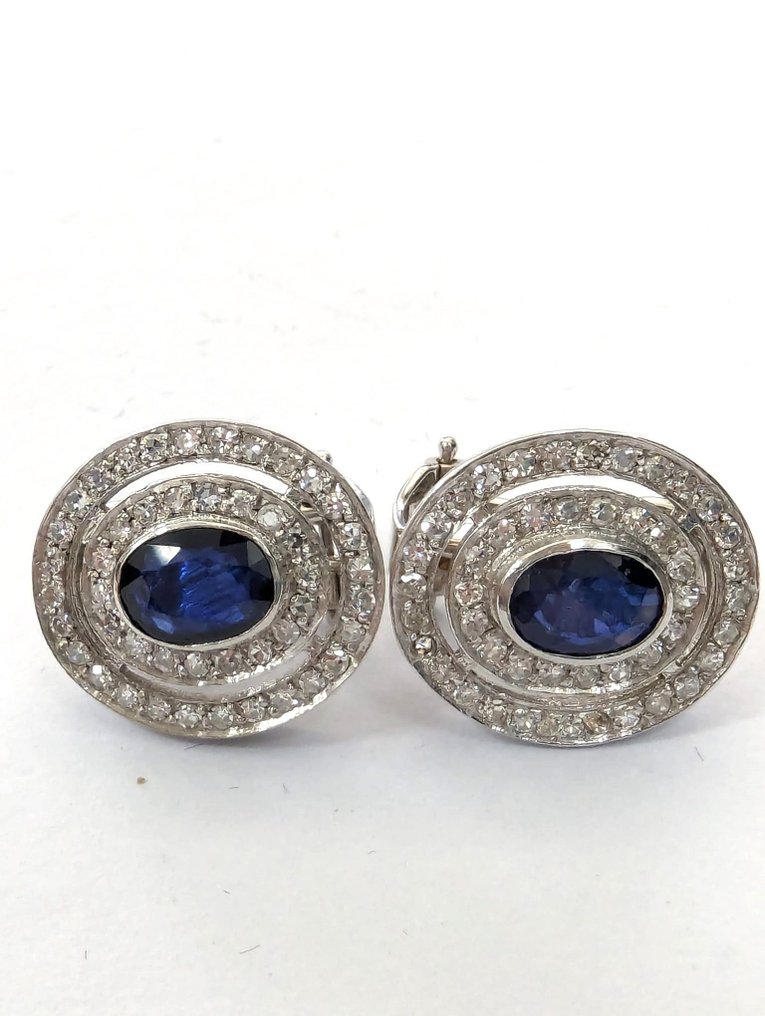 Earrings Platinum Sapphire - Diamond #1.2