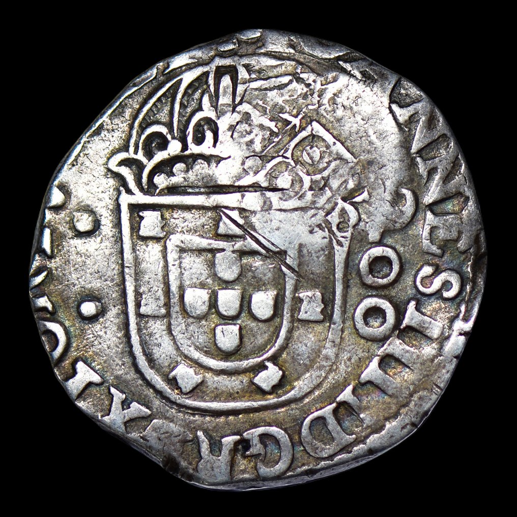 Portugal. D. Afonso VI (1656-1667). Carimbo 250 Reis (2S0) Coroado sobre Meio Cruzado (D. João IV, Évora) - Muito Rara #1.0