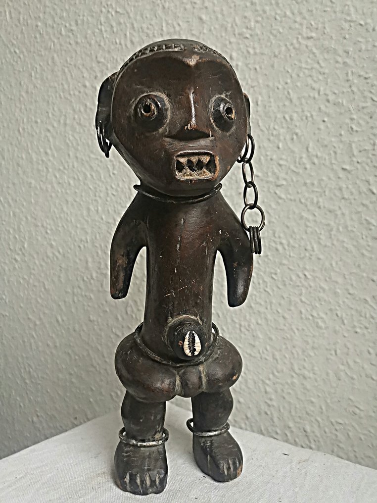 Statue(n) (1) - Holz, Messing und Kaurischnecken - Zande - Kongo DRK  #1.1