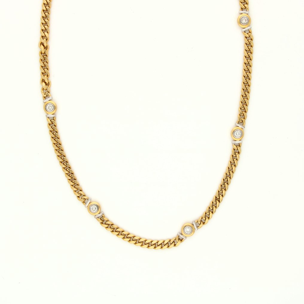 Halsketting - 18 karaat Geel goud Diamant  (Natuurlijk) #1.1