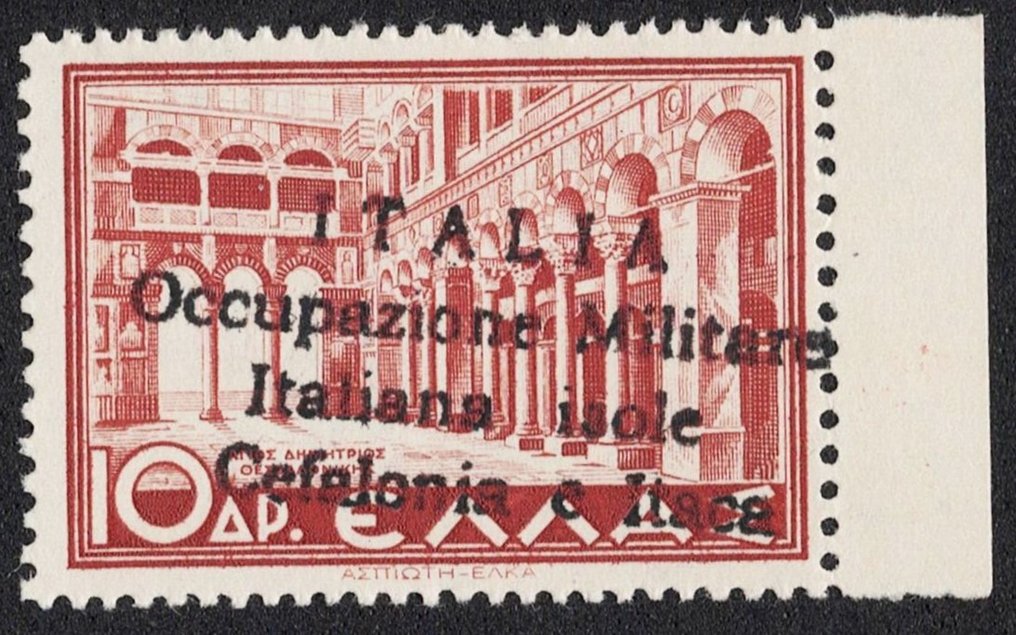 Grecia 1941 - Ocupación italiana Cefalie & itaque 10d Rojo Bdf Firmado #1.1