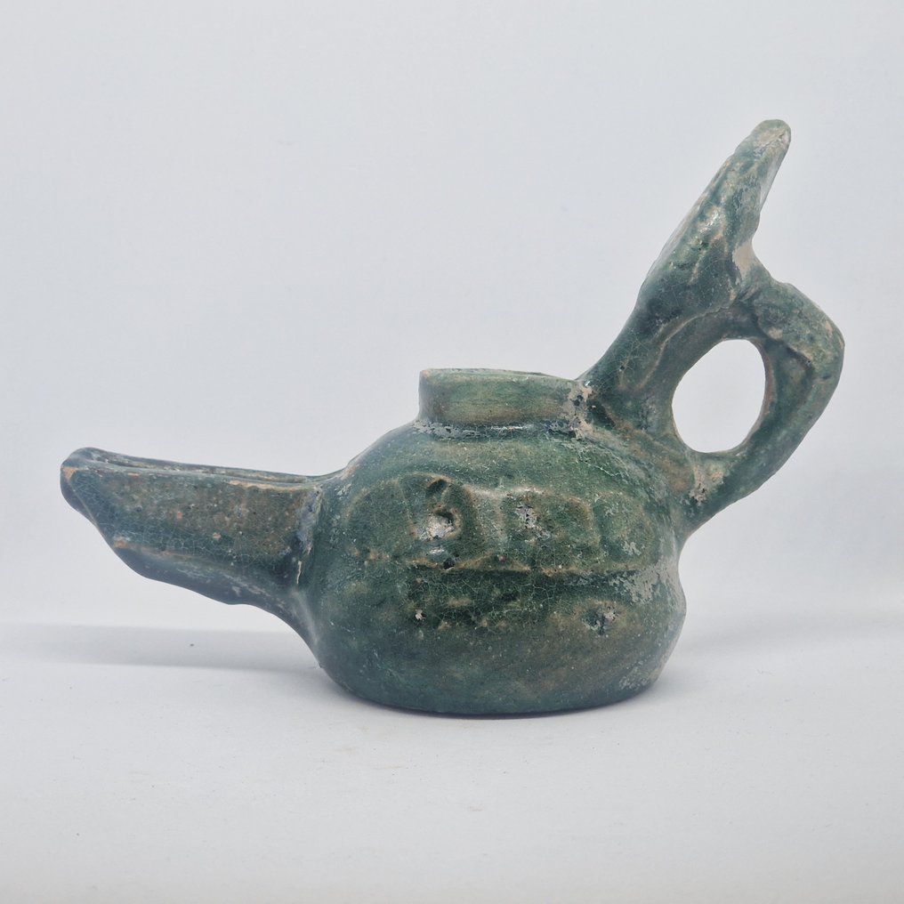 Indus-Tal Grün-grau glasierte Keramik Öllampe - 145 mm #2.1