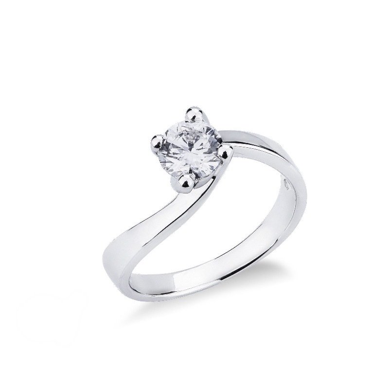Ring - 18 karat Hvitt gull Diamant  (Naturlig) - 0,48ct H VVS #1.1