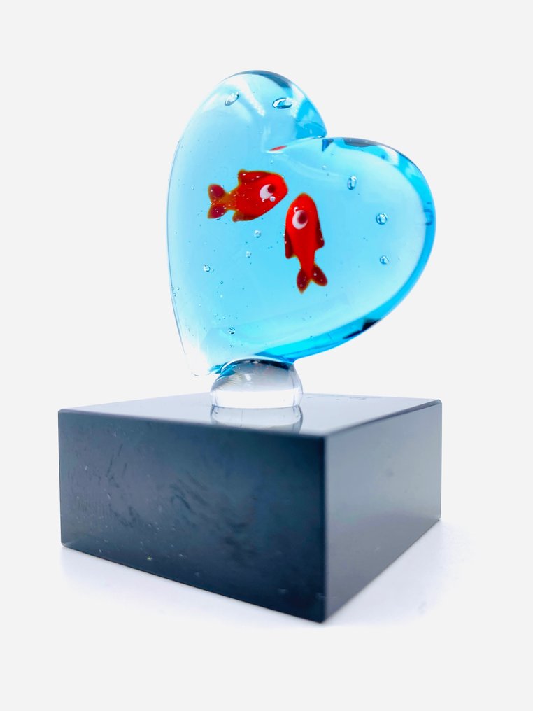 Guidotti - Skulptur, Cuore con pesci - 6.5 cm - Muranos glas - 2024 #2.1