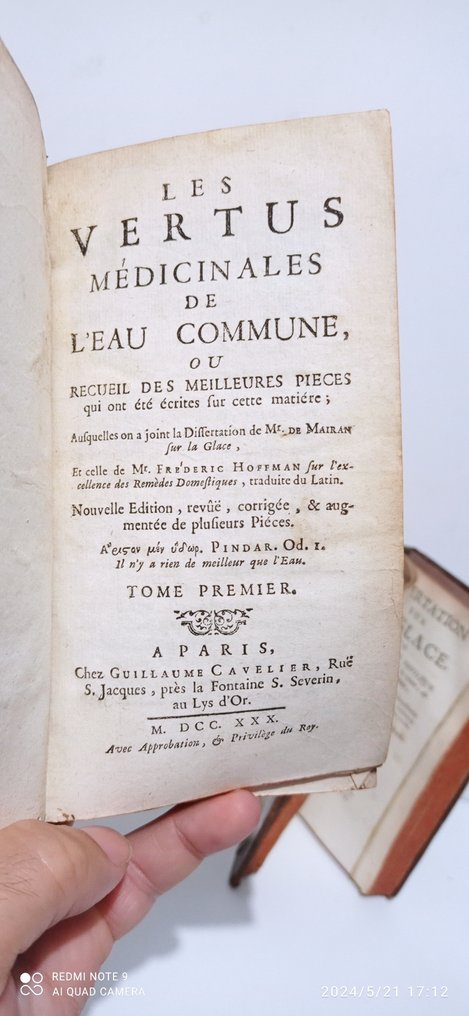 M. Smith,  Dortous de Mairan - Les vertus médicinales de l'eau commune - 1730 #2.1