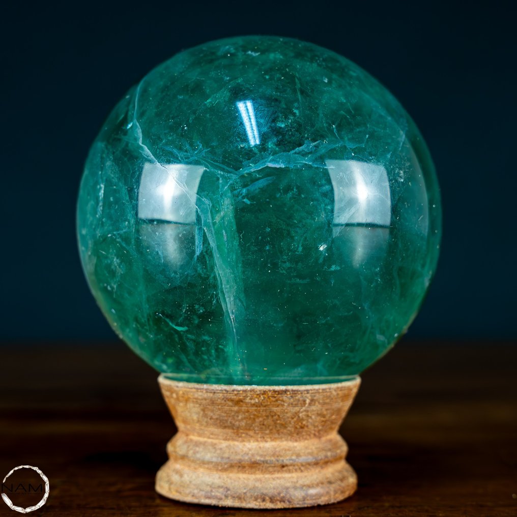 Natural A+++ Transparent Green Fluorite Sphere- 758.21 g #2.1