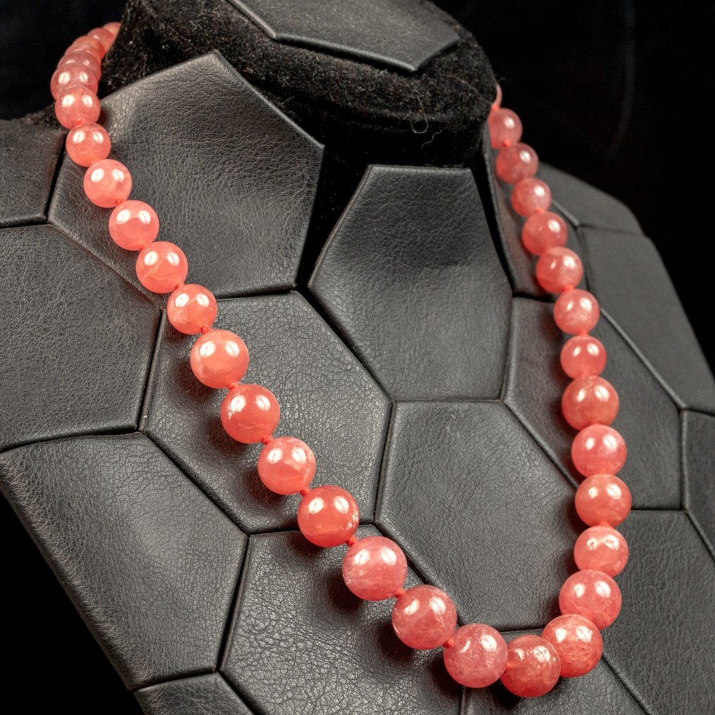 Ποιότητα πολύτιμων λίθων - Πρώτη επιλογή πολύτιμων λίθων. Αποκλειστικό κολιέ από πολύτιμους λίθους πρώτης επιλογής από φυσικό ροδοχρωσίτη - Ύψος: 510 mm - Πλάτος: 13.5 mm- 106 g #2.1