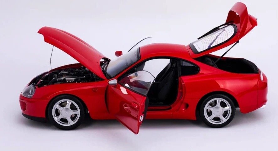 LCD Models 1:18 - Modellino di auto - Toyota Supra (A80) - Rood - Inclusief schaarhefbrug! #3.1