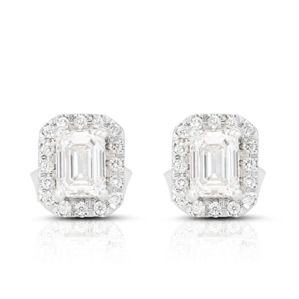 Brincos - 18 K Ouro branco -  0.93ct. tw. Diamante  (Natural) - Diamante #1.1