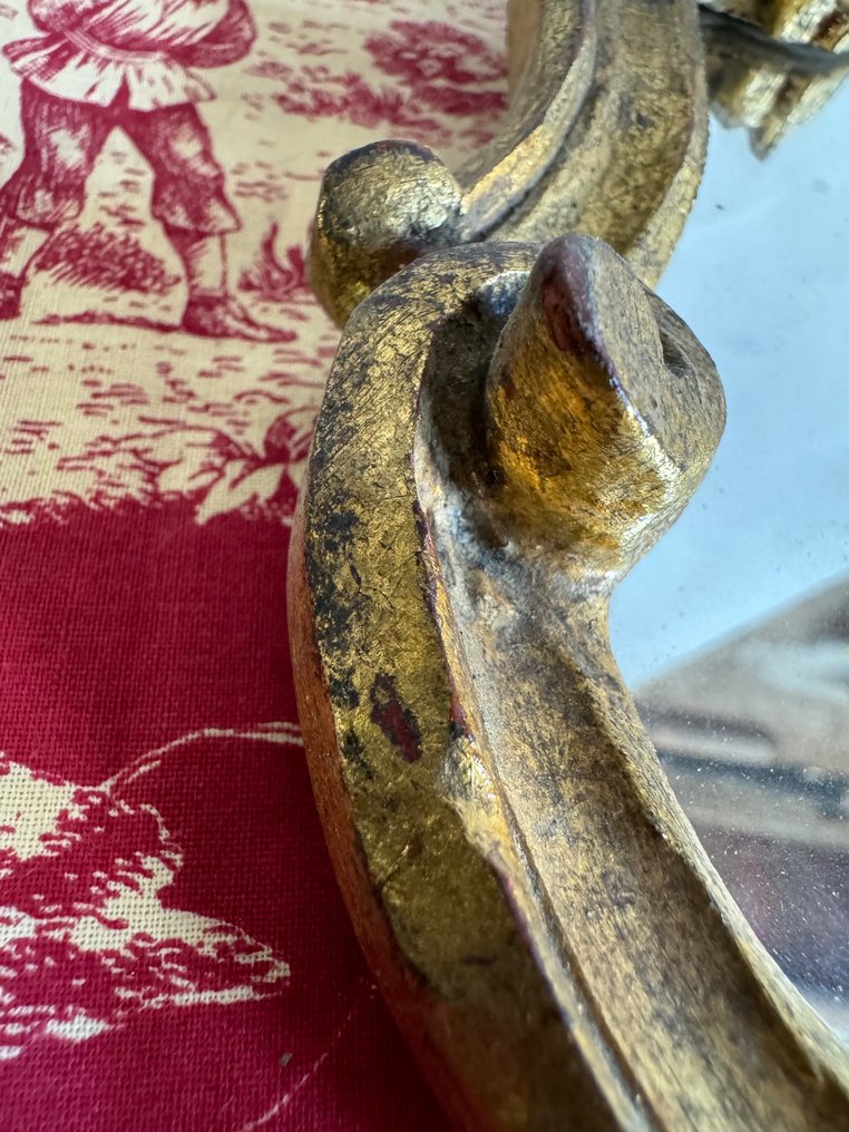 Specchio - Legno dorato - Cornocopia, scultura in legno #2.1