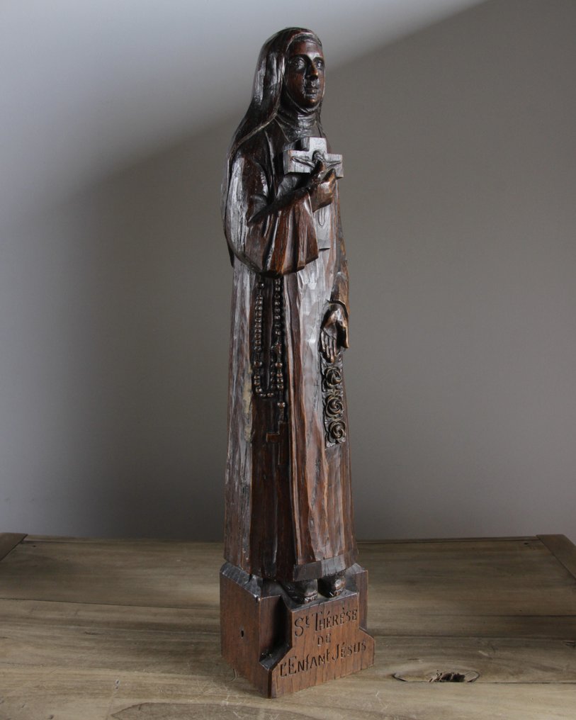 Sculptură, St Theresia van Lisieux - 49 cm - Stejar #1.1