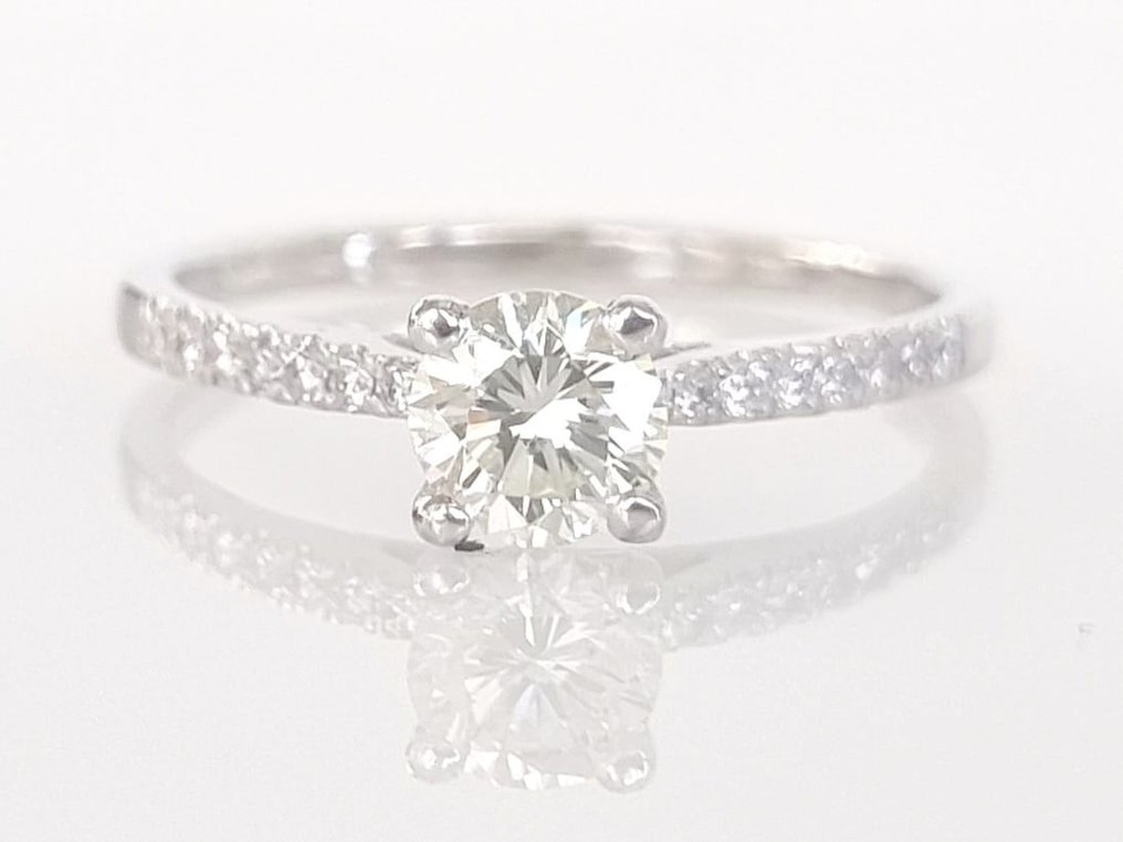 Forlovelsesring - 14 karat Hvidguld -  0.60ct. tw. Diamant  (Natur) #1.1