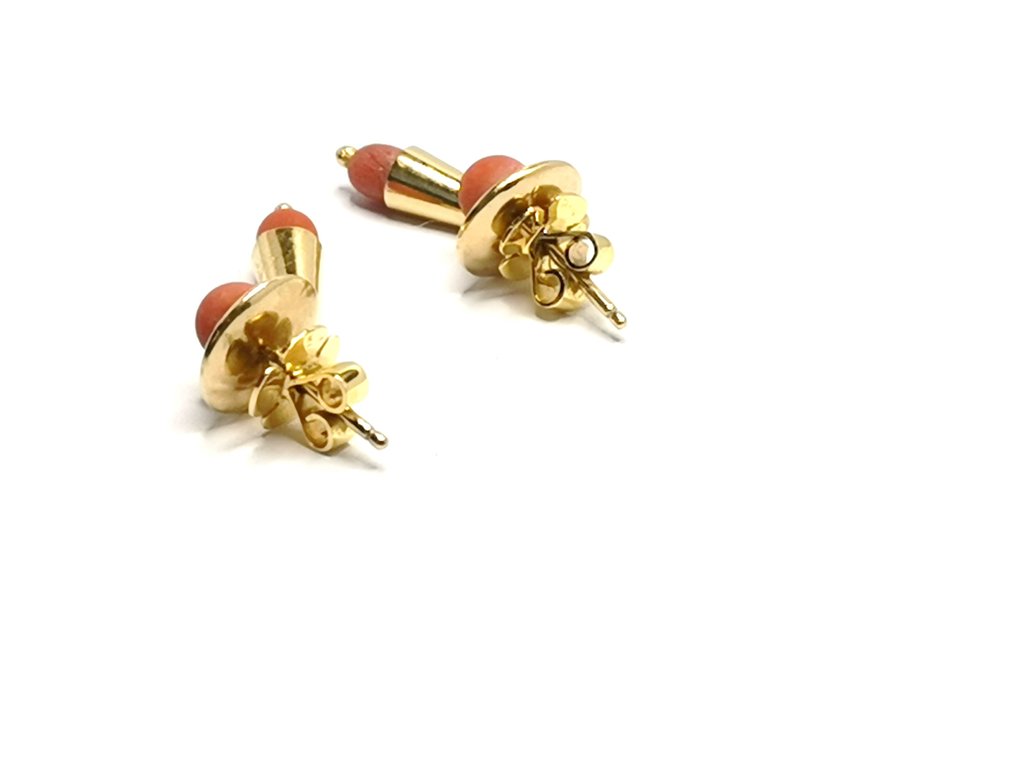 Earrings - 18 kt. Yellow gold, 18Kt Coral #3.2