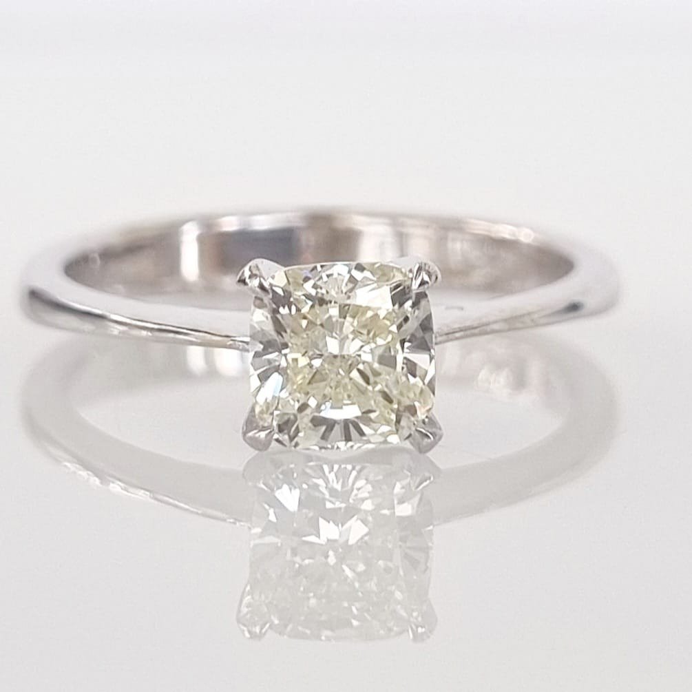 订婚戒指 - 18K包金 白金 -  0.82ct. tw. 钻石  (天然) #1.1