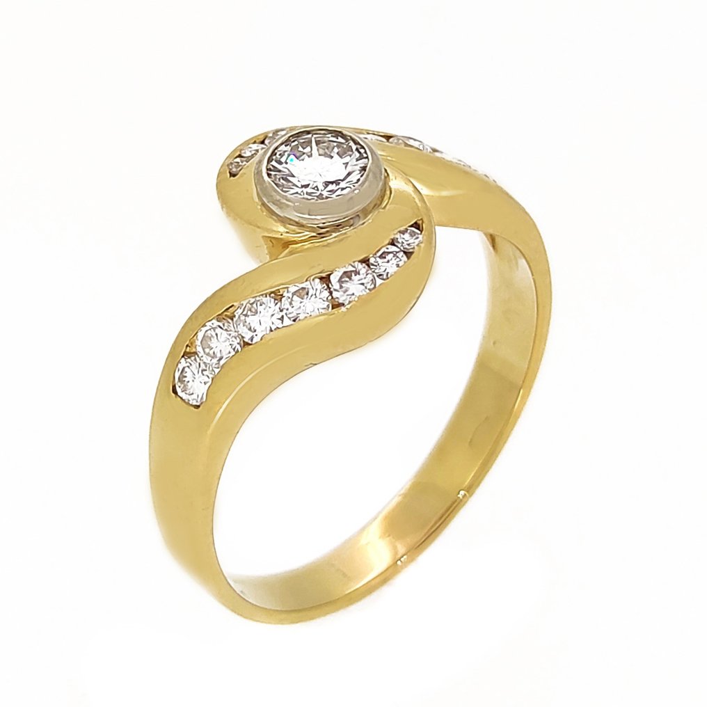 Ring - 18 kt Gelbgold, Weißgold -  0.49ct. tw. Diamant #1.1