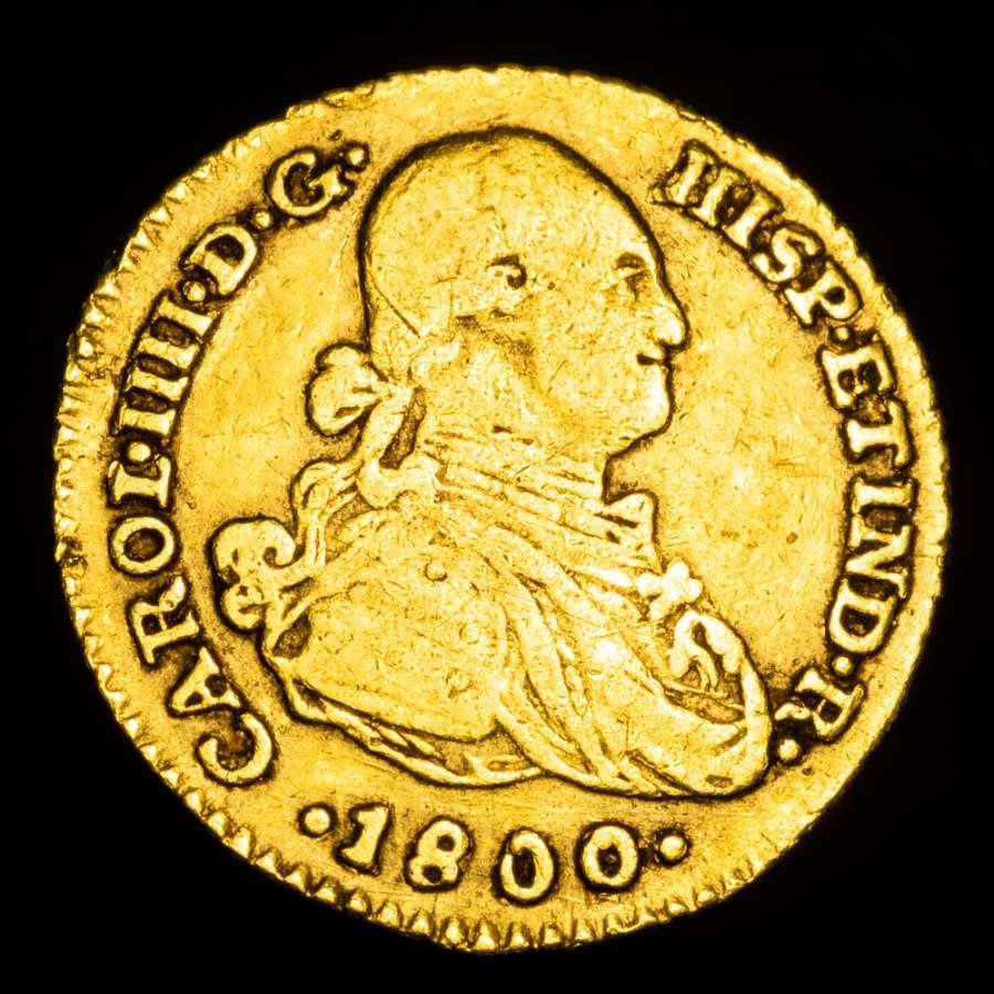 Spanje. Carlos IV (1788-1808). Escudo Acuñado en el año 1800. Ceca de Santa Fe de Nuevo Reino, ensayador J.J. Rarísimo  (Zonder Minimumprijs) #1.1