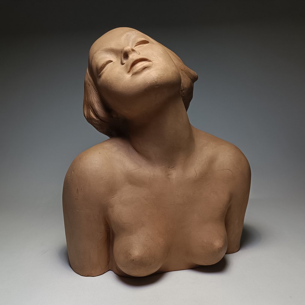 Georcs Ceramics - Lajos Georcs - Veistos, Art Deco Nude Lady - 23 cm - Keraaminen #1.1