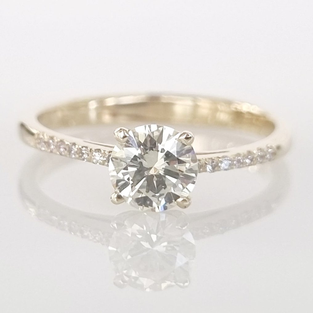 Förlovningsring - 14 kt Gult guld -  0.64ct. tw. Diamant  (Natural) #1.1
