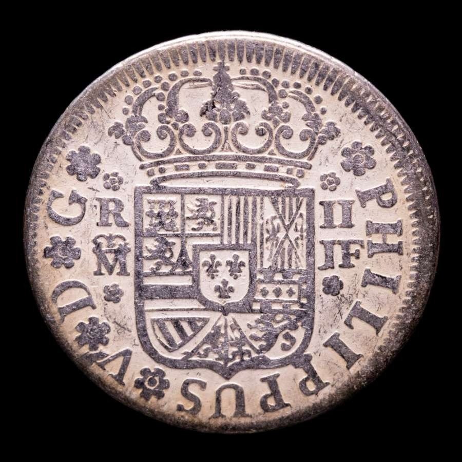 Espanha. Felipe V (1700-1746). 2 Reales Ceca de Madrid 1737. Ensayador J.F.  (Sem preço de reserva) #1.2