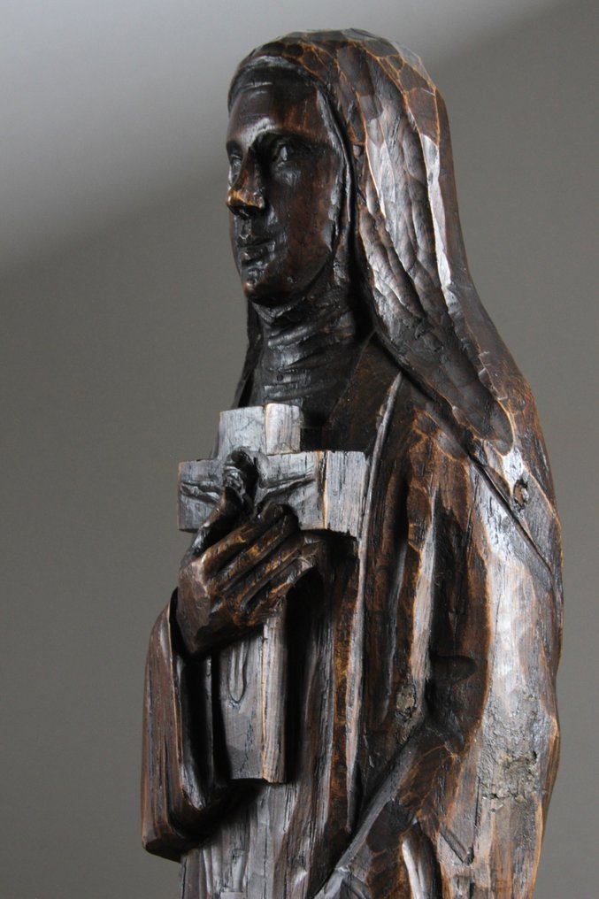 Sculptură, St Theresia van Lisieux - 49 cm - Stejar #1.2
