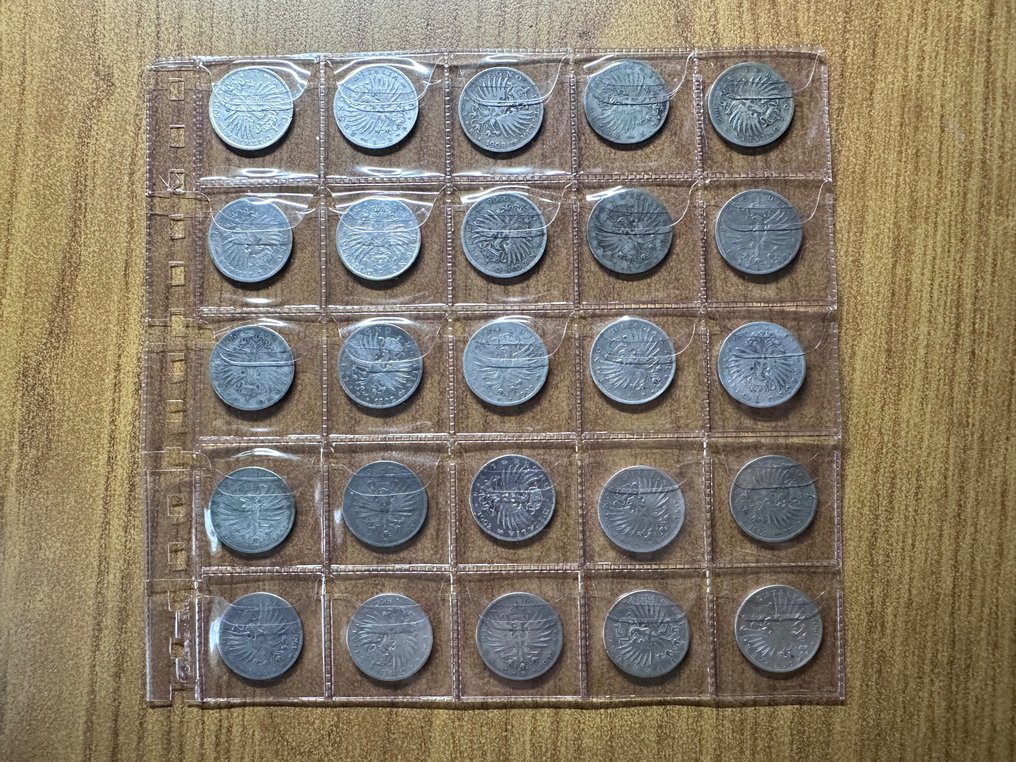 Italy, Kingdom of Italy. Viktor Emmanuel III av Italia (1900-1946). 1 Lira "Aquila" (25 monete) #1.1