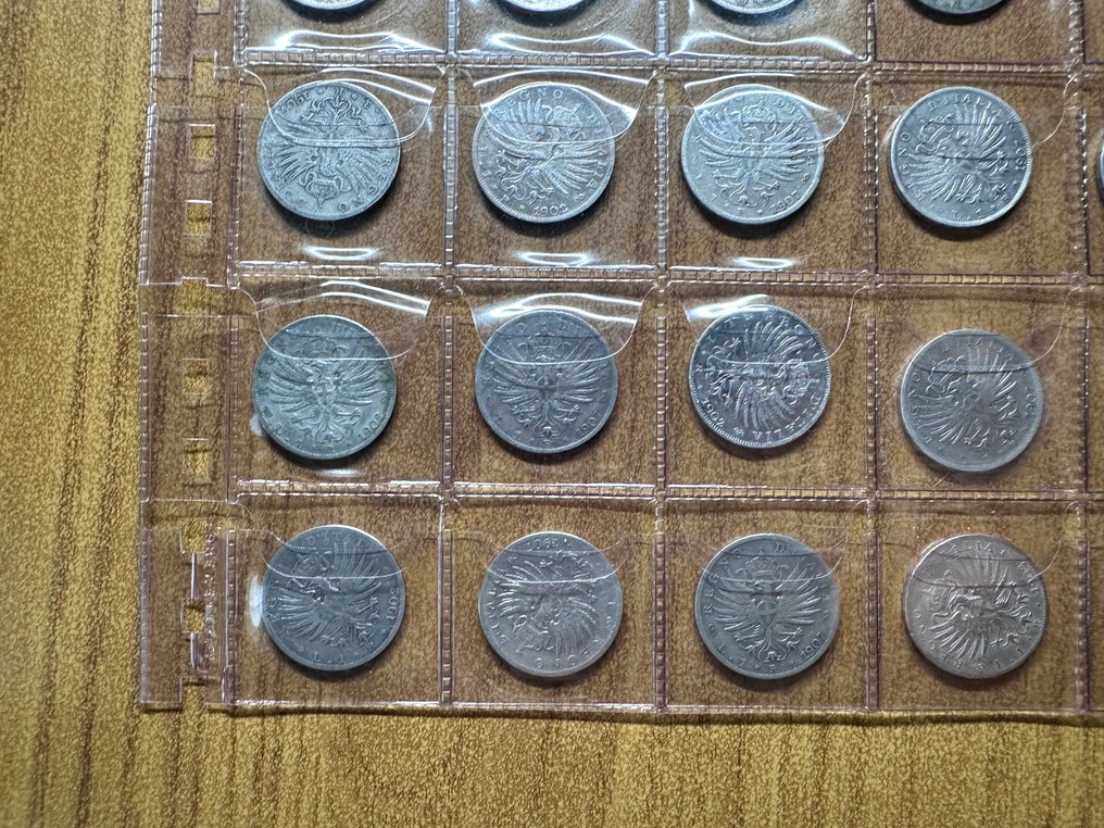 Italien, Kongeriget Italien. Vittorio Emanuele III di Savoia (1900-1946). 1 Lira "Aquila" (25 monete) #3.1