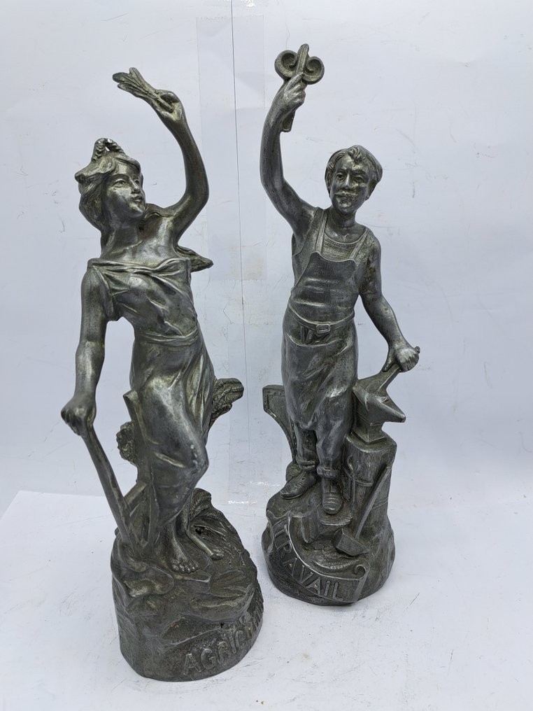 Statue, Travail - Agriculture - 35 cm - Étain #2.1